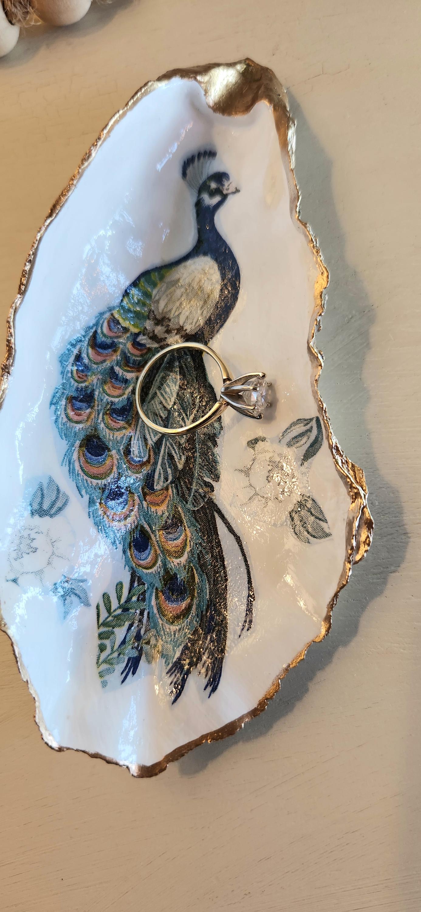 Peacock Inner Shell Oyster Shell Peacock Ring Dish Jewelry Dish Wedding Bridesmaids Gifts ...