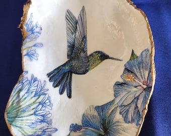 Oyster Shell Hummingbird Ring dish Jewelry dish wedding bridesmaids gifts birthday The Bird Collection