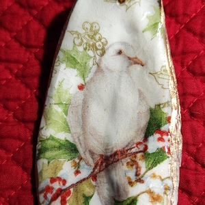 Oyster shells Dove decoupaged  Christmas Ornament