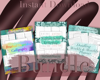 Bundle Calligraphy and Journal Planner | Printable | Instant Download