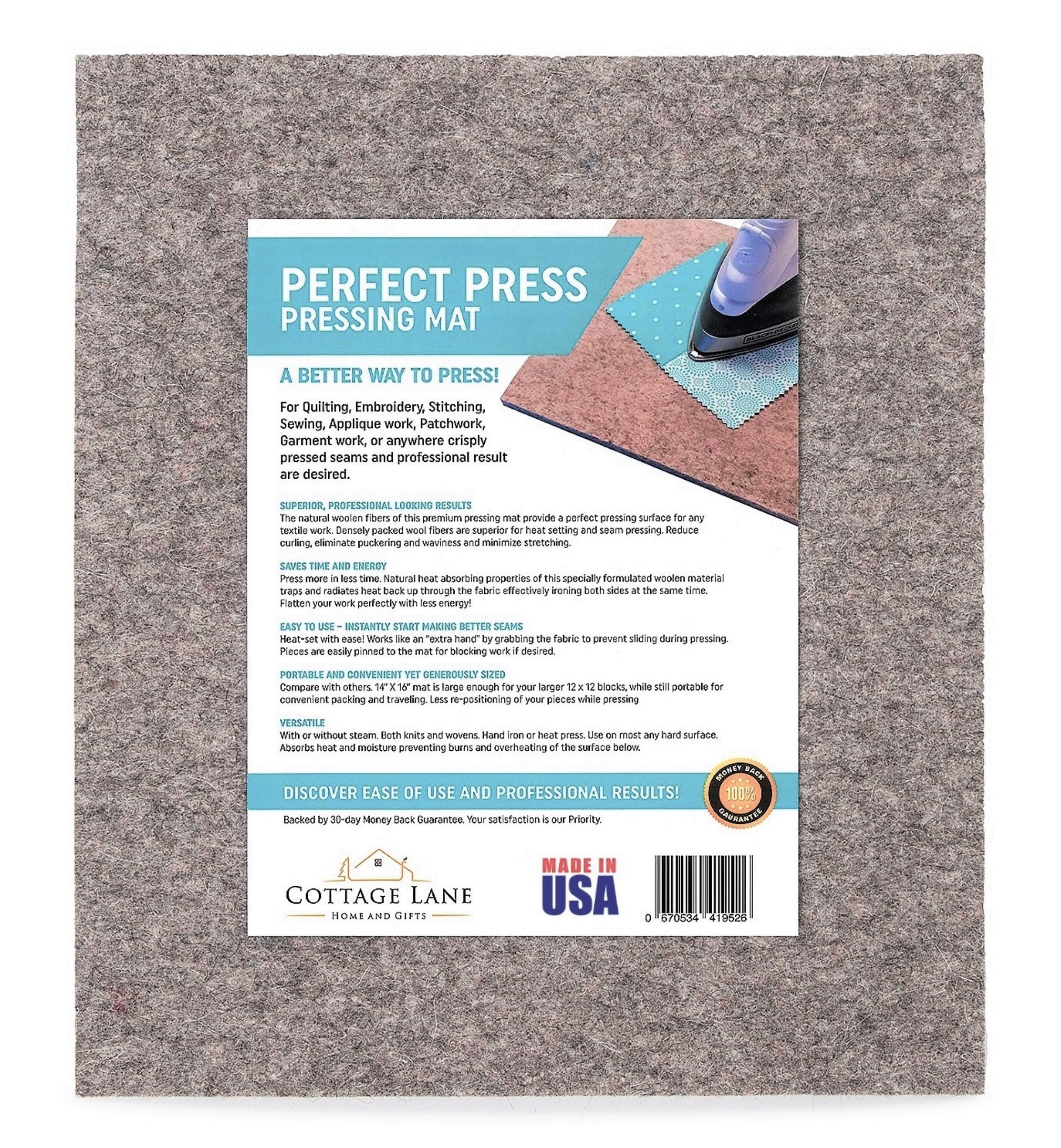 Wool Pressing Mat, 14in X 16in X 1/2in Thick, Felted Wool Ironing Mat,  Portable Ironing Mat, 100% Wool, Made in the USA 
