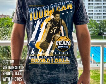 Camiseta deportiva vintage personalizada: camiseta personalizada con foto de los 90