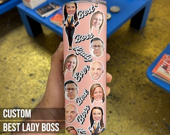 Spersonalizowany kubek Lady Boss: spersonalizowane twarze drużyny, prezent z podziękowaniami dla szefowej