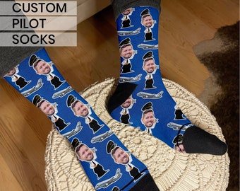 Pilot Gifts Socks for Him, Pilot Gifts for Men, Customized Socks, Airplane Gifts, Airplane Gift, Personalized Socks Pilot, Custom Face Socks