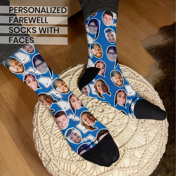 Goodbye Gift for Coworker, Custom Face Socks, Boss Leaving Gift, Coworker Leaving Gift, Coworker Goodbye Gift, Retirement Socks