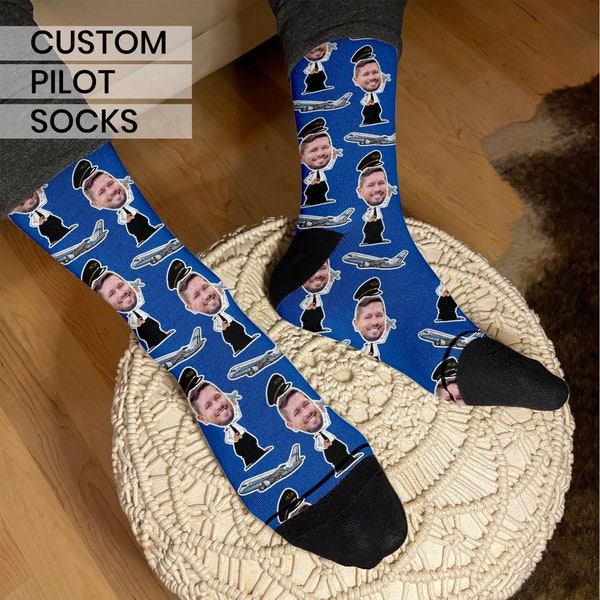 Pilot Gifts Socks for Him, Pilot Gifts for Men, Customized Socks, Airplane Gifts, Airplane Gift, Personalized Socks Pilot, Custom Face Socks