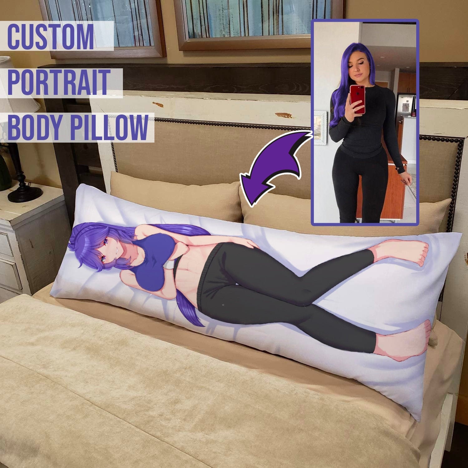 Personalized dakimakura body pillow anime portrait from any Etsy