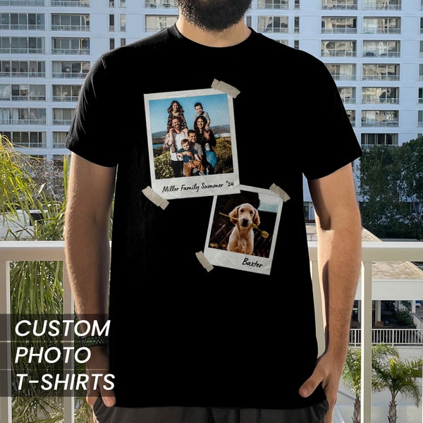 Custom Photo T-shirt with Polaroid Style Images: Ideal Birthday Gift for Friends and family
