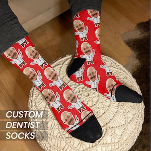 Dental Gift, Custom Face Socks, Dentist Gifts, Dental Socks, Dentist Socks, Customized Socks