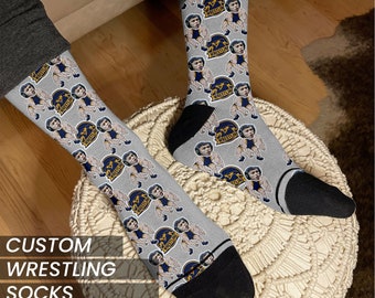 Calzini da wrestling personalizzati con la faccia, regalo personalizzato per la squadra