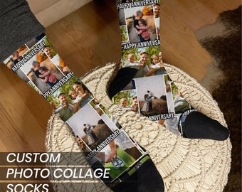 Calzini con collage di foto personalizzati, regalo di anniversario personalizzato