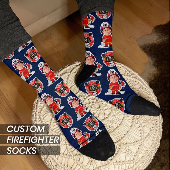 Custom Firefighter Face Socks: Personalized Fireman Gift