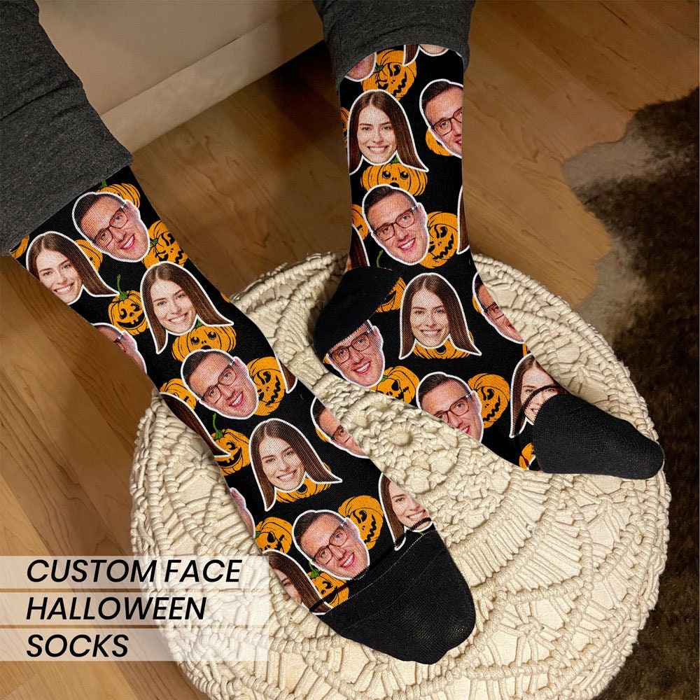 Personalized Halloween Socks: Custom Face Pumpkin Socks