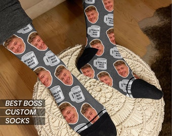 Gepersonaliseerd cadeau voor baas, aangepaste cadeausokken voor baas, baascadeaus voor man, cadeaus voor baas, &#39;s werelds beste baassokken, collega cadeau voor hem
