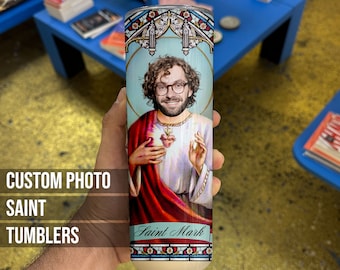Vaso personalizado estilo vela de santo: regalo de broma con foto y texto personalizados