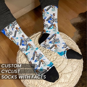 Gift for Cyclists - Personalized Cycling Socks with Faces - Unique for Bicycle Lovers