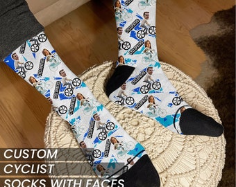 Regalo per ciclisti - Calzini da ciclismo personalizzati con volti - Unici per gli amanti della bicicletta