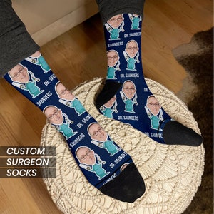 Personalized Surgeon Gift Socks: Custom Face and Name - Unique Doctor Appreciation and Medical Graduation Present