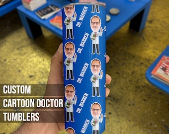 Vaso de doctor personalizado con dibujos animados: regalo personalizado para profesionales de la salud
