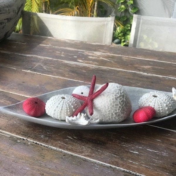 Beach on a plate, faux coral sculptures, Hamptons decor, home, coffee table decor, coastal chic, table decor, nautical, marine