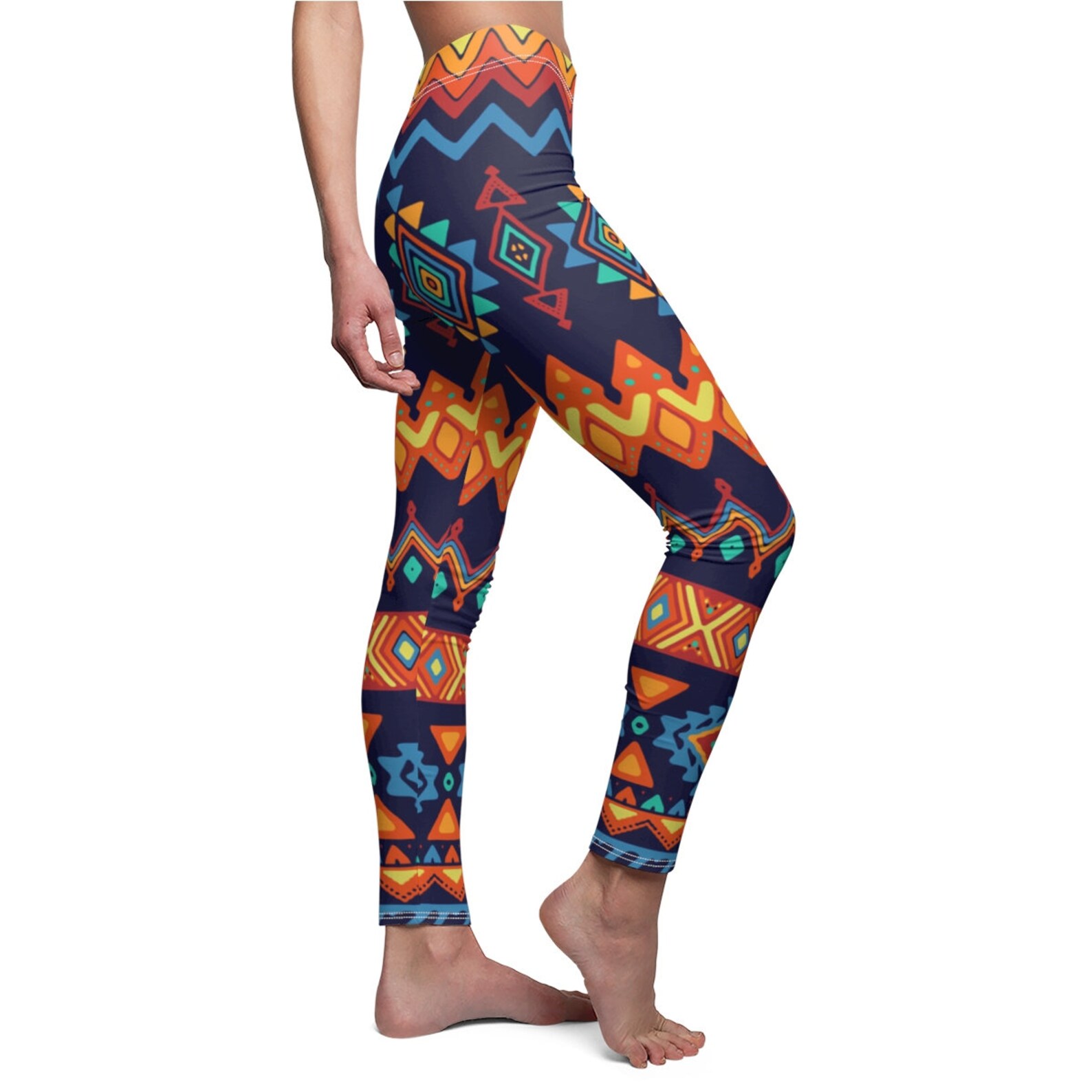 Aztec Colorful Women's Casual Leggings Add Custom Sneakers Etsy