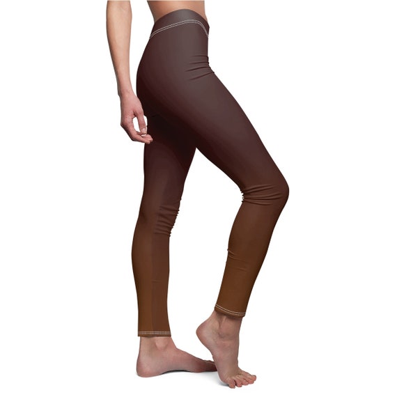 Brown Fading, Skinny Plus, Polyester Spandex,women's Casual Leggings 