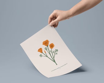 Digital Download / California Poppy Print (Cream Background)