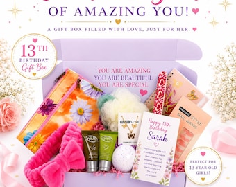 13th Birthday Gift for Girl, 13 Year Old Girl Gift Box, Teen Girl Birthday Gift, Spa Gift Box for Daughter, Granddaughter, Niece
