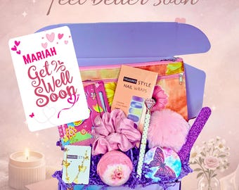 Caja de regalo para adolescentes para desearles una pronta recuperación, kit de spa de autocuidado para preadolescentes, paquete de cuidados postoperatorios, regalo para hija y sobrina para demostrarles que piensas en ellas.