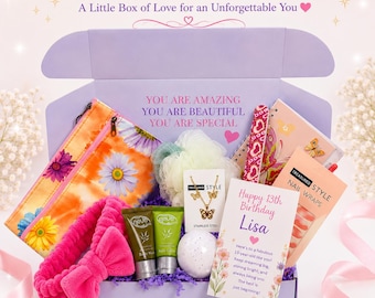 Teen Girl Gift Box for 13 Year Old, Birthday Gift for Daughter Niece Granddaughter, Tween Trendy Selfcare Package, Beauty Spa Box