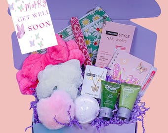Caja de regalo para adolescentes para desearles una pronta recuperación, paquete de cuidados para la recuperación postoperatoria, regalo para que las preadolescentes se sientan mejor, kit de autocuidado para adolescentes, regalo para animar a una hija enferma.