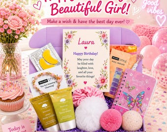 Teen Girl Birthday Gift Box, Spa Gift Basket for Teenage Girl, Self Care Pamper Hygee Box, Birthday Gifts for Granddaughter, Trendy Gift Set