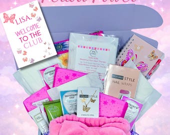 Caja de regalo para la primera menstruación de niñas, kit de higiene menstrual para preadolescentes, paquete de cuidado menstrual, regalo de pubertad para hija, sobrina o nieta.