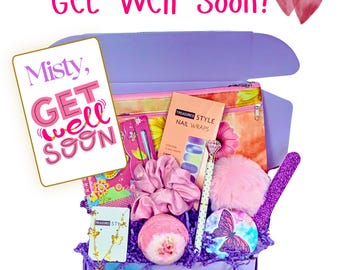 Caja de regalo para adolescentes para desearles una pronta recuperación, kit de regalo para animar a las adolescentes, regalo para demostrarles que piensas en ellas, paquete de autocuidado para adolescentes, cesta de regalo para sentirse mejor.