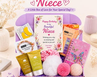 Birthday Gift For Niece, Teenage Girl Birthday Gift Box for Niece, Tween Girl Self Care Spa Present, Personalied Girl Birthday Care Package