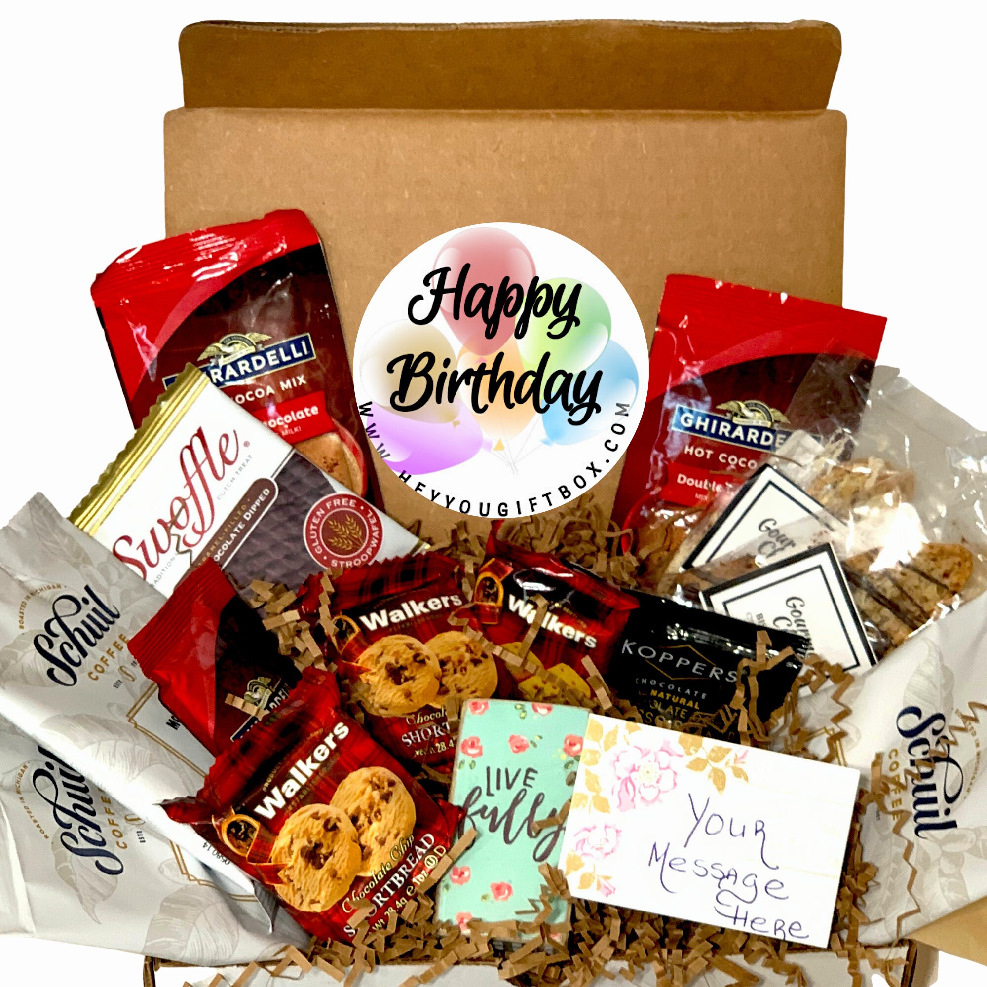 Happy Birthday Basket Women Coffee Birthday Gift Box Etsy