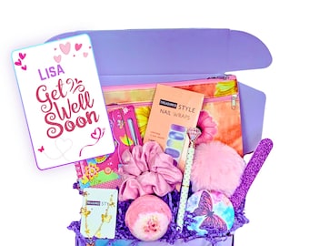 Caja de regalo para desearle una pronta recuperación a una adolescente, paquete para hija preadolescente después de una cirugía, regalo para que se sienta mejor para hija, sobrina, nieta o hermana.