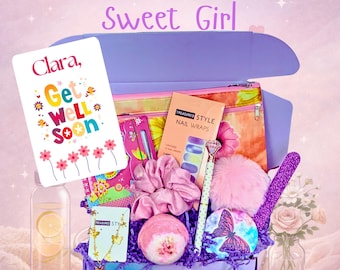 Regalo para desear pronta recuperación a una adolescente, caja de spa para el autocuidado de una preadolescente, paquete de cuidados para enfermos, regalo para sentirse mejor para hija, nieta o sobrina.