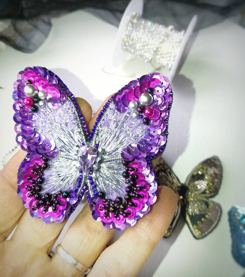Butterfly pin embroidery brooch