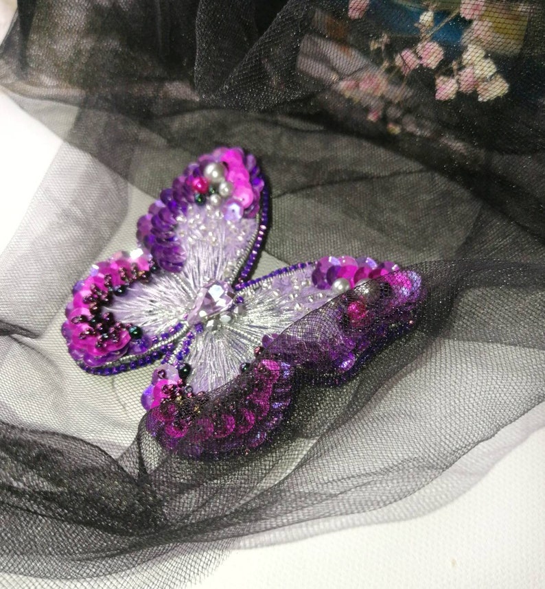 Butterfly pin embroidery brooch