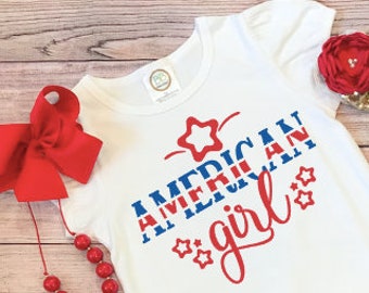 American Girl Shirt,4th Shirt,4th of July Outfit, Fourth of July Shirt, Independence Day Shirt, Patriotic Shirt, Red White and Blue Top, 4th