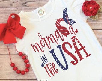 Mermaid USA Patriotic Top ,4th of July Outfit, Fourth of July Shirt,Independence Day Shirt, Patriotic Shirt, Red White and Blue Top,July 4th
