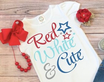 Red White and Cute Top ,4th of July Outfit, Fourth of July Shirt, Independence Day Shirt, Patriotic Shirt,Red White and Blue Top,4th of July