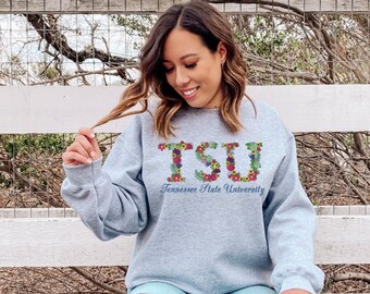 Custom Embroidered Floral University Sweatshirt, College Crew sweatshirt,School Sweatshirt, School Custom Sweatshirt, Sorority Shirt, School