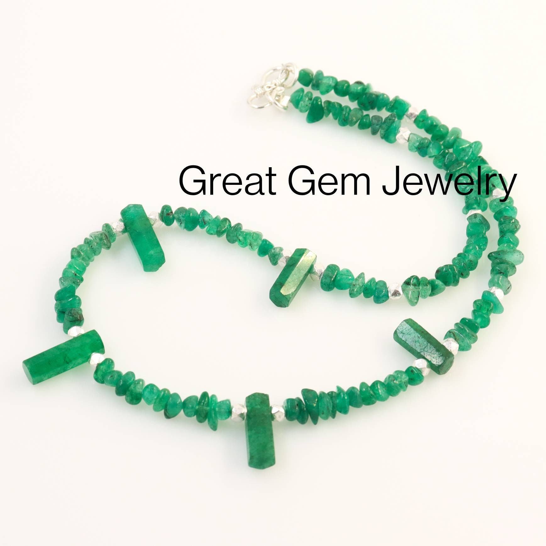 Raw Emerald Necklace Rough Uncut Beads Emerald beads Etsy