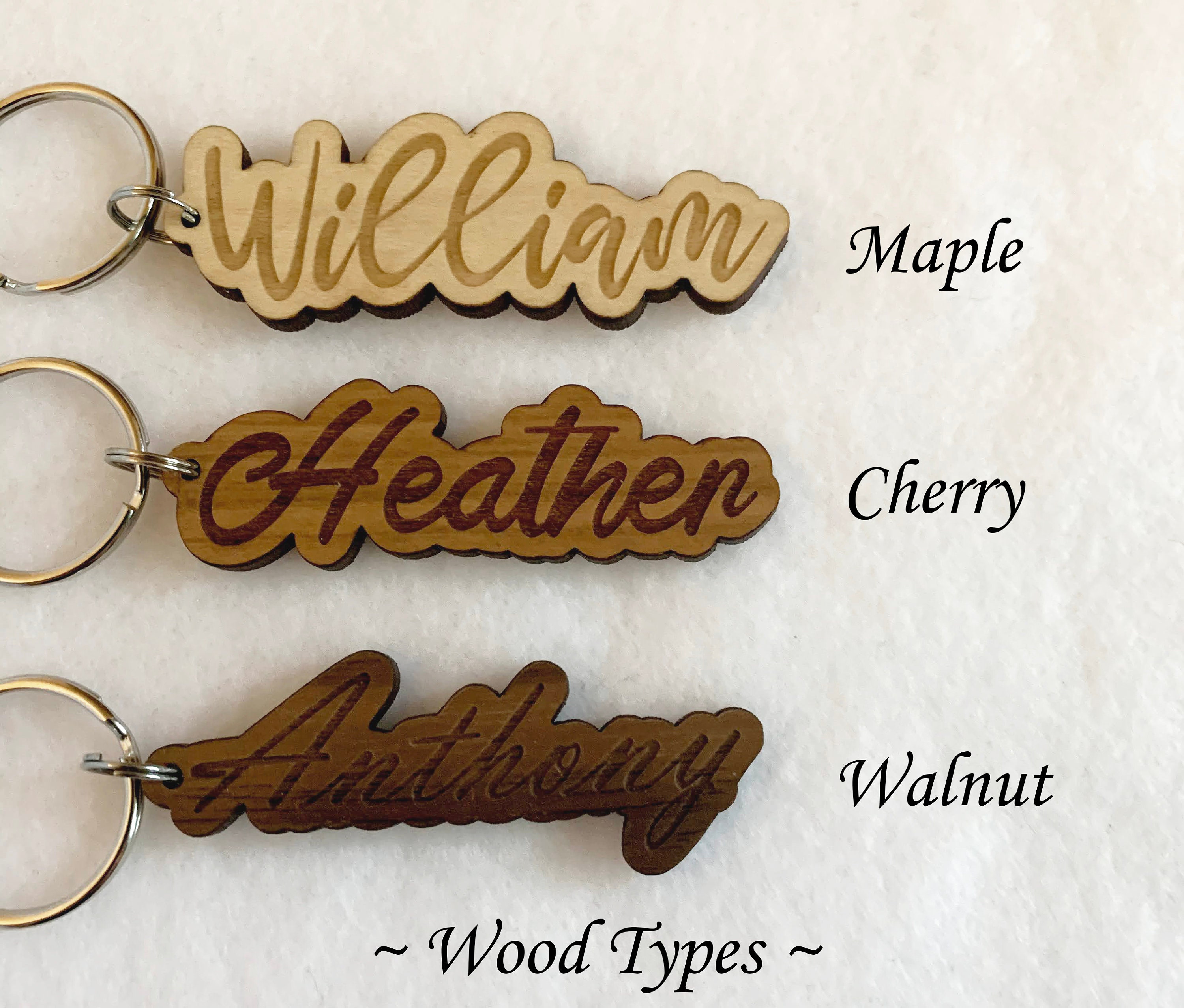 Custom Wood Name or Word Keychains You Choose Font Name or | Etsy