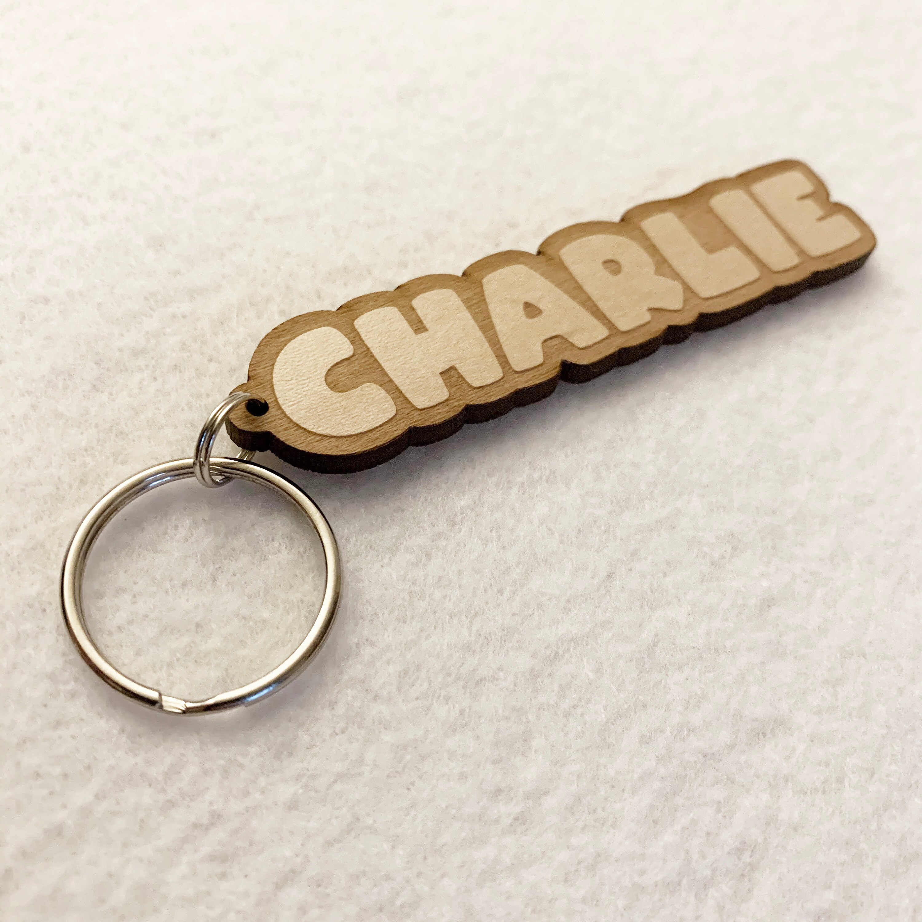 Custom Bubble letter Wood Name or Word Keychains name or word Etsy