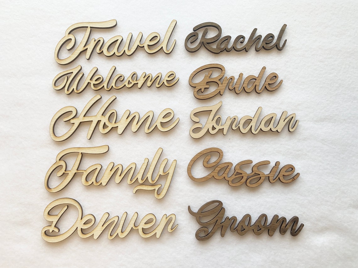 Custom wooden word custom wood word wood name cutout laser cut Etsy