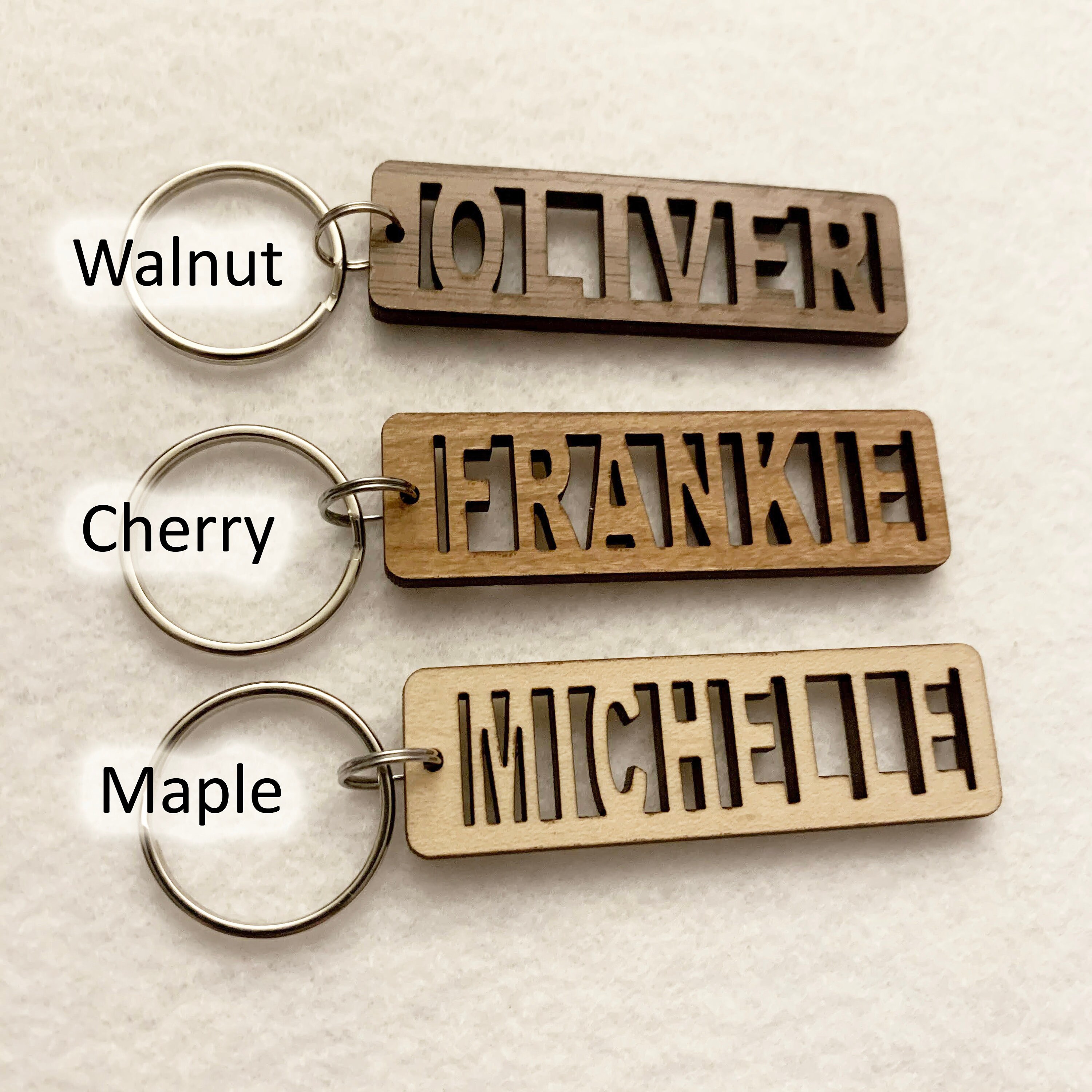 Custom Square letter cutout Wood Name or Word Keychains name Etsy