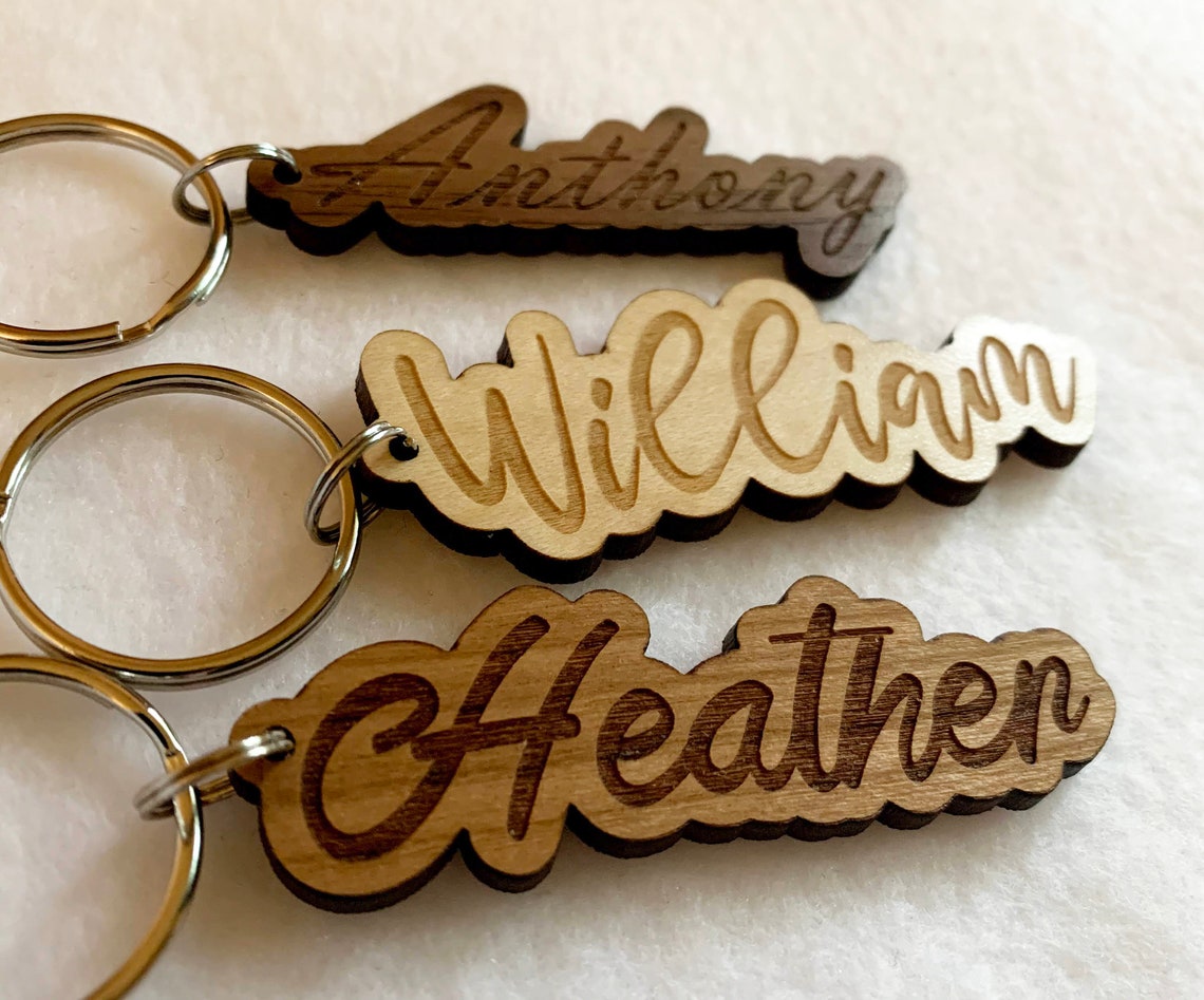 Custom Wood Name or Word Keychains You Choose Font Name or Etsy